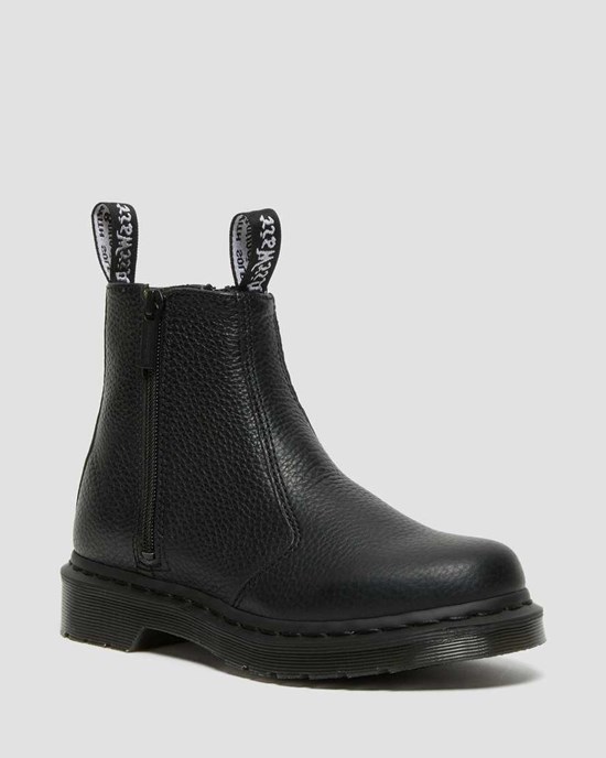 Dámské Boty Dr Martens 2976 Læder Zip Up Černé | XEQDW-3792