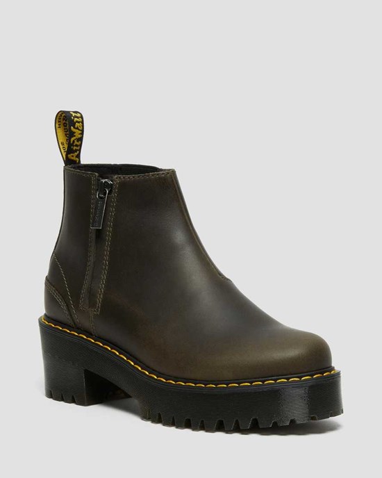 Dámské Boty Dr Martens Rometty Læder Zip Up Hnědé | WZVQX-9128