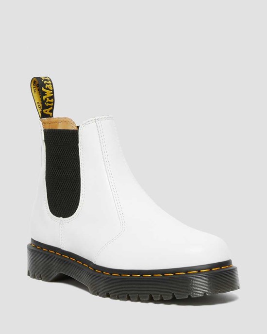 Dámské Chelsea Boty Dr Martens 2976 Bex Smooth Læder Bílé | HQWTP-4179