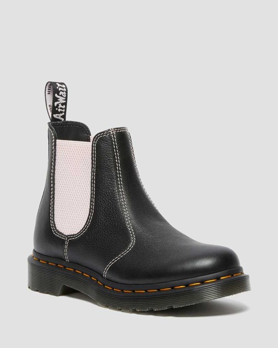 Dámské Chelsea Boty Dr Martens 2976 Contrast Læder Černé | YZFBR-3405