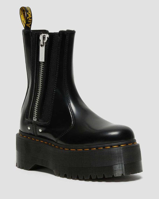 Dámské Chelsea Boty Dr Martens 2976 Max Læder Platformy Černé | BNDHY-7830