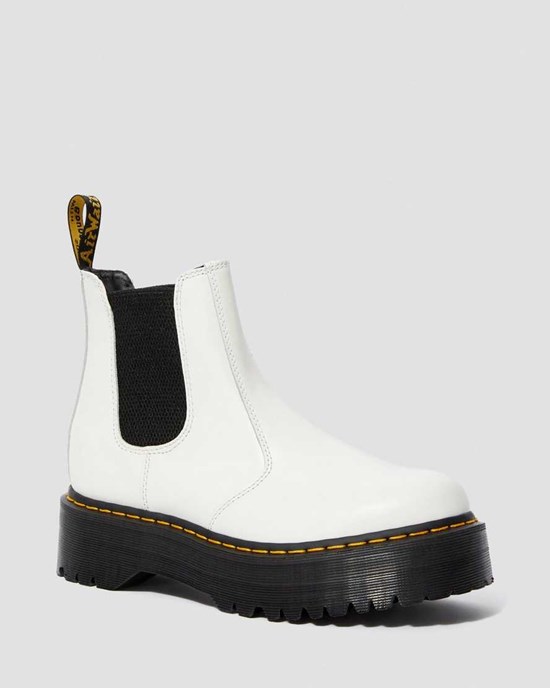 Dámské Chelsea Boty Dr Martens 2976 Smooth Læder Platformy Bílé | RIWFO-3760