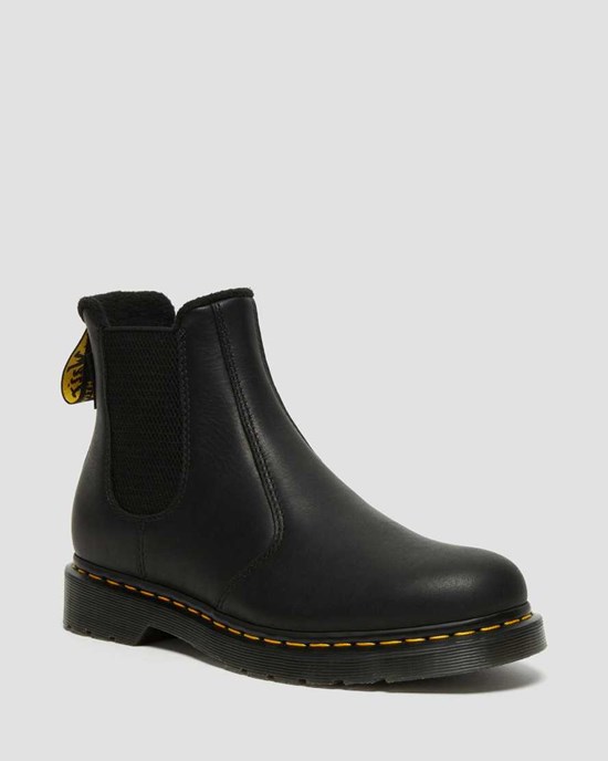 Dámské Chelsea Boty Dr Martens 2976 Warmwair Læder Černé | PORMB-4683