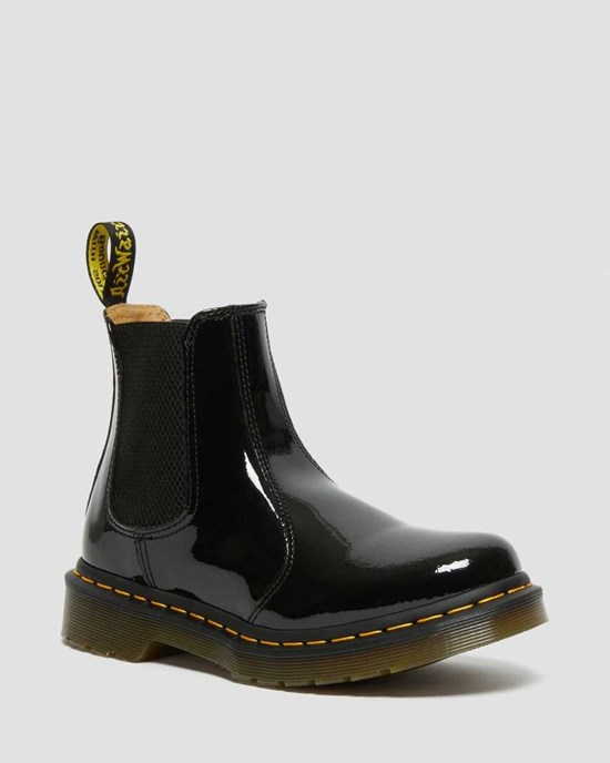 Dámské Kotníkové Boty Dr Martens 2976 Lakovaná Læder Černé | ELDJA-4162