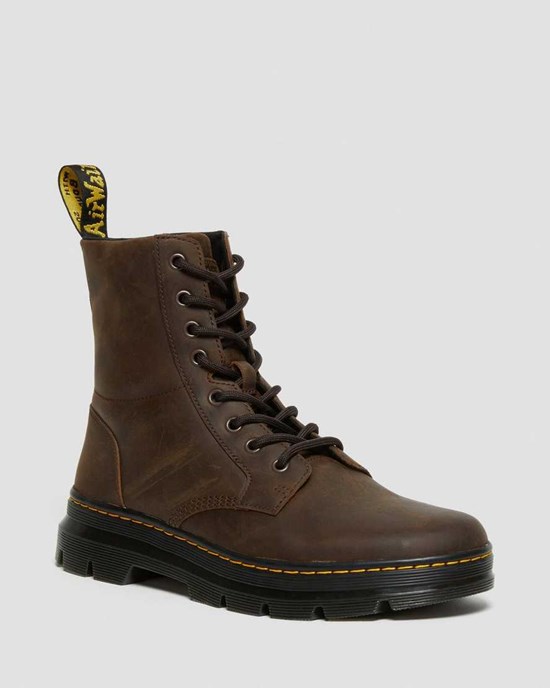 Dámské Kotníkové Boty Dr Martens Combs Crazy Horse Læder Hnědé | PZMYJ-7129