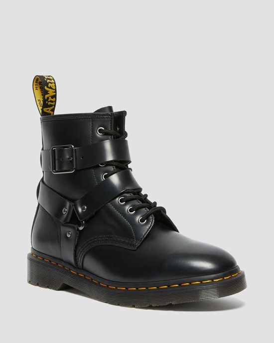 Dámské Kotníkové Boty Dr Martens Cristofor Læder Harness Černé | PVUAI-6053