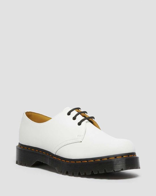 Dámské Oxfordky Dr Martens 1461 Bex Smooth Læder Bílé | UZIBC-5087