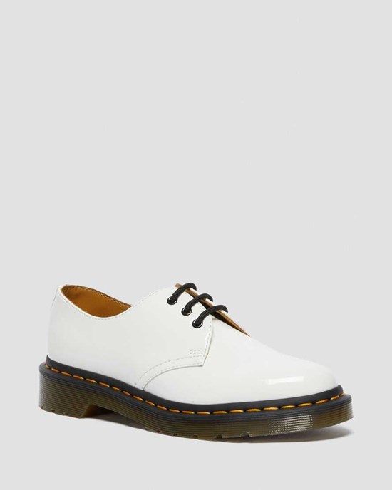 Dámské Oxfordky Dr Martens 1461 Lakovaná Læder Bílé | OVMPY-2870