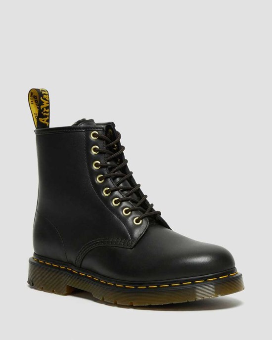 Dámské Šněrovací Boty Dr Martens 1460 DM's Wintergrip Læder Černé | VFXJI-9563