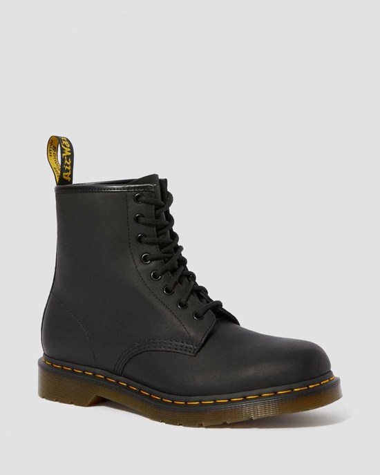 Dámské Šněrovací Boty Dr Martens 1460 Greasy Læder Černé | MGTVZ-8079