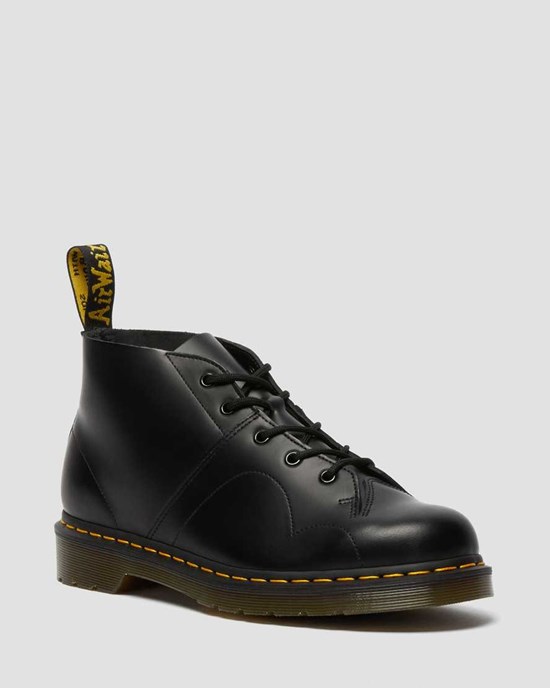 Dámské Šněrovací Boty Dr Martens Church Smooth Læder Černé | JROGM-2709