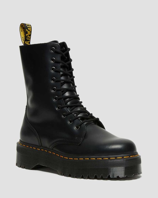 Dámské Šněrovací Boty Dr Martens Jadon Hi Smooth Læder Černé | TGHRJ-6819