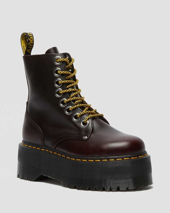 Dámské Šněrovací Boty Dr Martens Jadon Max Læder Oxblood | WKQEJ-1597