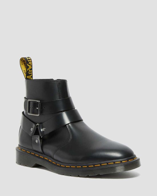 Dámské Šněrovací Boty Dr Martens Jaimes Læder Harness Černé | VJIKX-6209