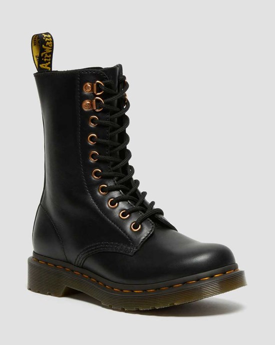 Pánské Boty Dr Martens 1490 Rose Gold Hardware Læder Zip Up Černé | WMDQB-6549