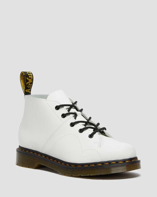 Pánské Kotníkové Boty Dr Martens Church Smooth Læder Monkey Bílé | ZBUQO-6392