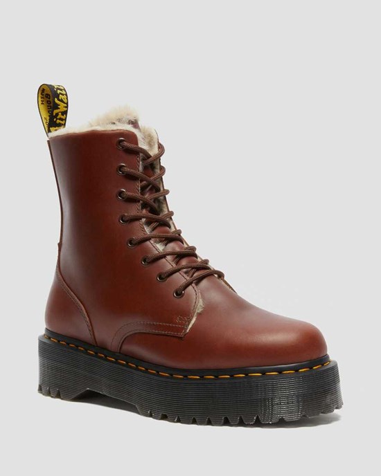 Pánské Kotníkové Boty Dr Martens Jadon Faux Fur Podšité Hnědé | UKTQR-3051