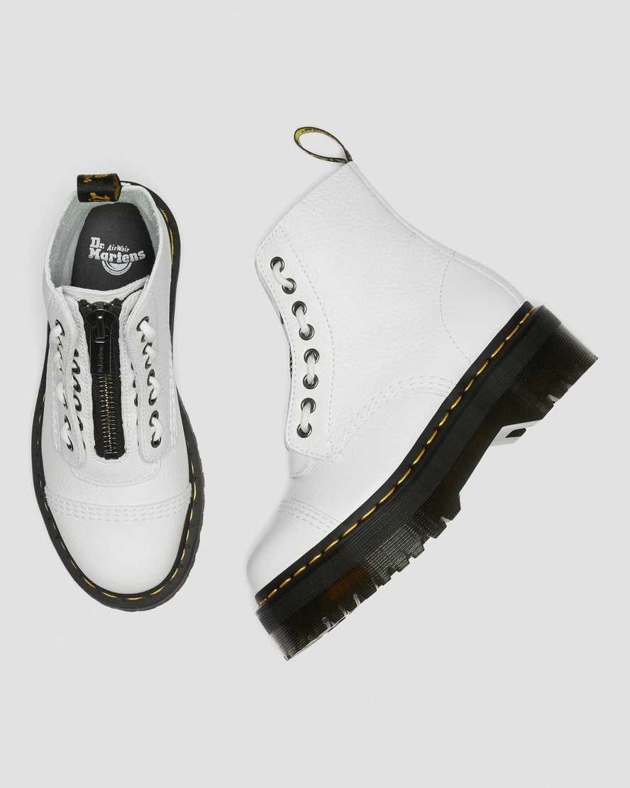 Dámské Boty Dr Martens Sinclair Milled Nappa Læder Zip Up Bílé | HVLMU-5014