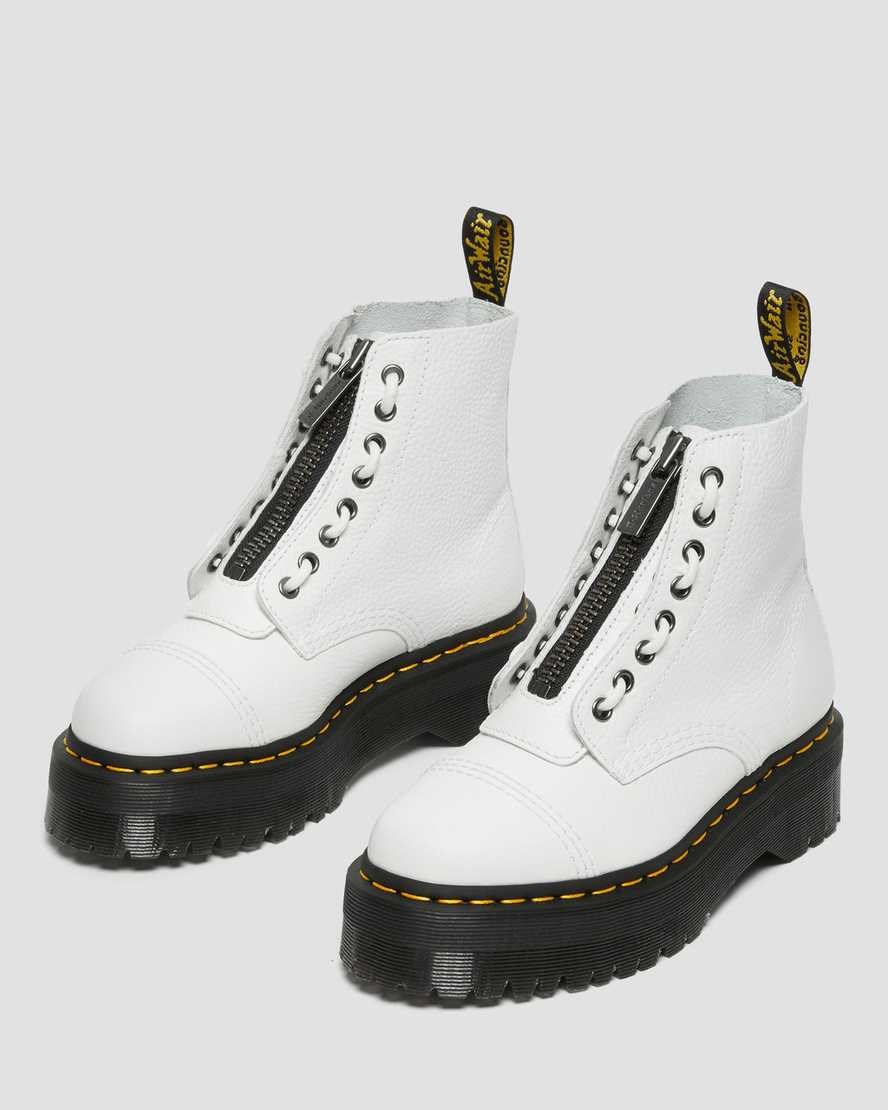 Dámské Boty Dr Martens Sinclair Milled Nappa Læder Zip Up Bílé | HVLMU-5014