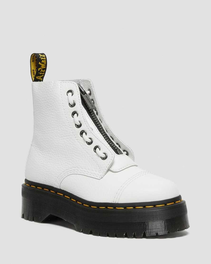 Dámské Boty Dr Martens Sinclair Milled Nappa Læder Zip Up Bílé | HVLMU-5014