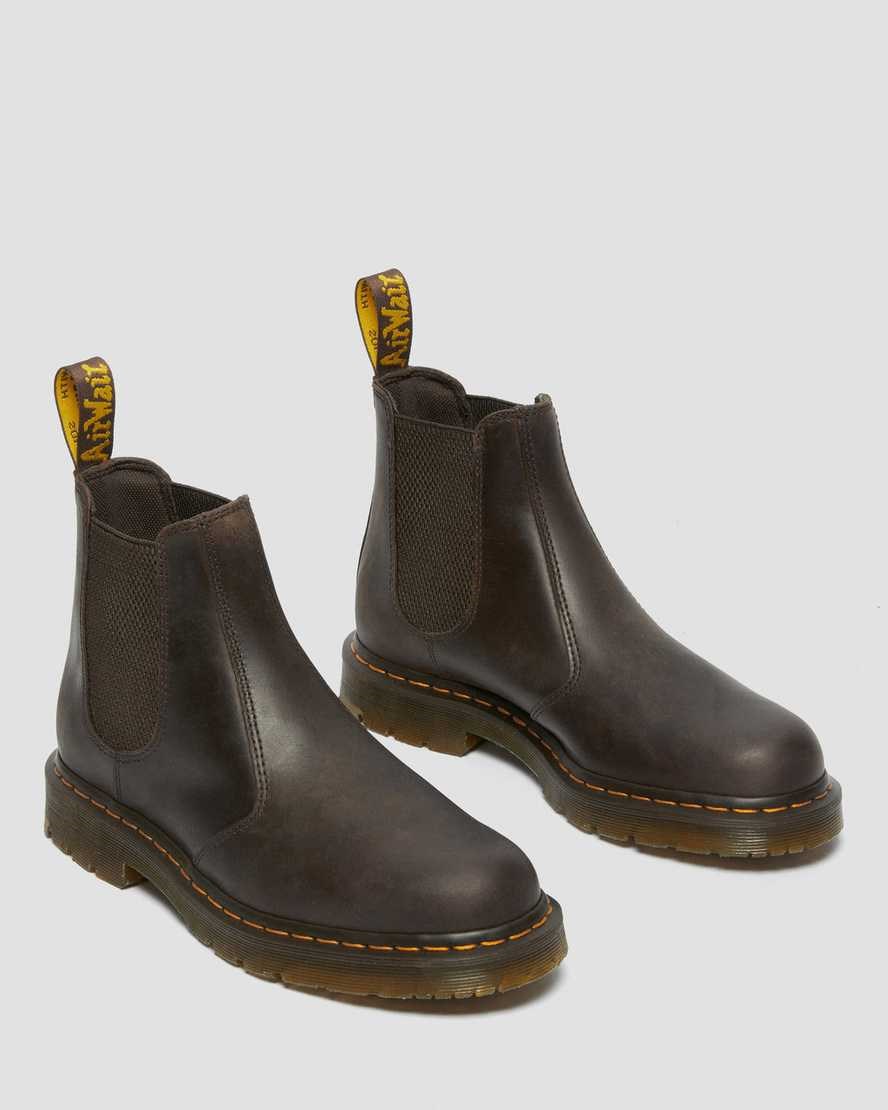 Dámské Chelsea Boty Dr Martens 2976 Slip Resistant Læder Tmavě Hnědé | AIEQG-5402