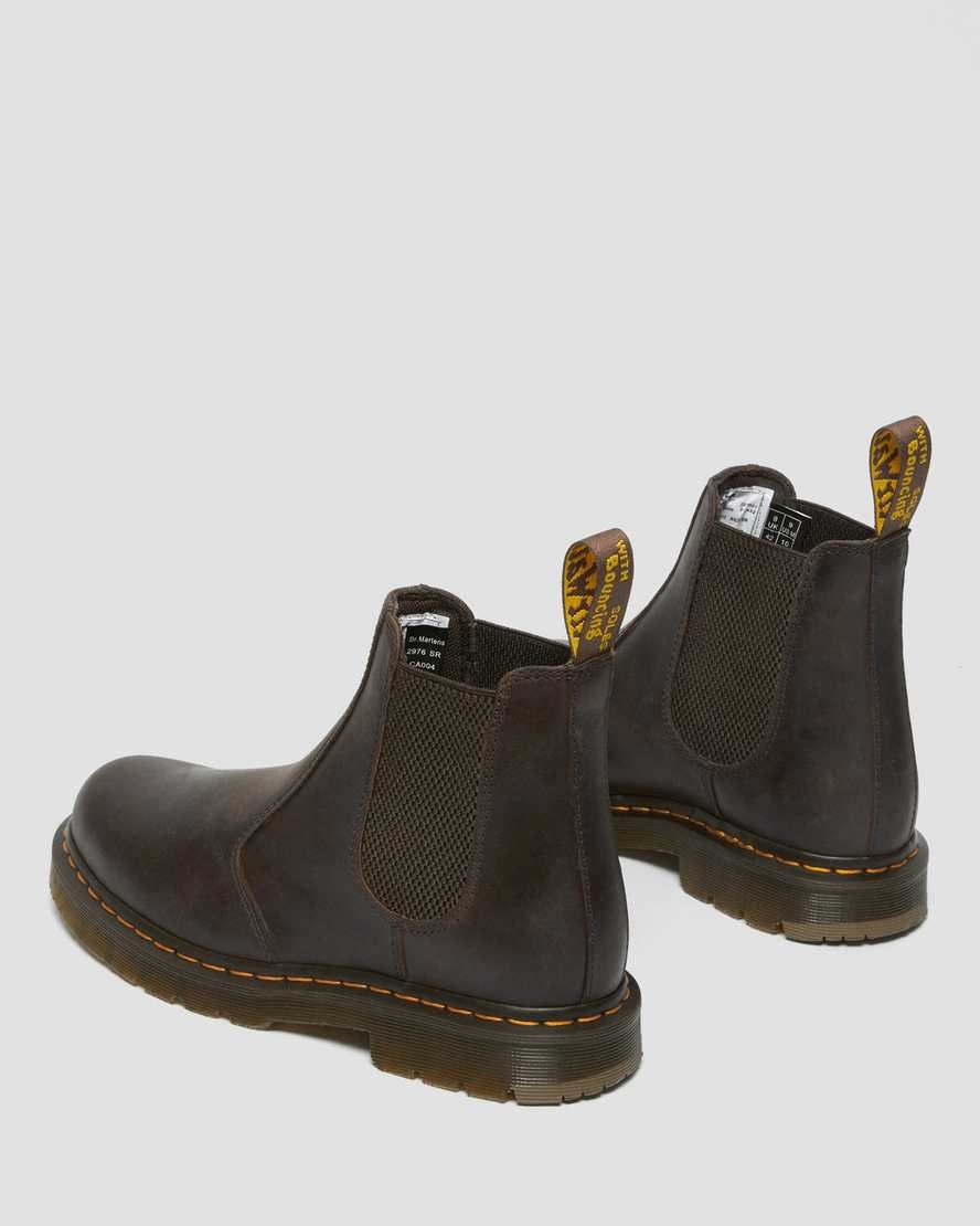 Dámské Chelsea Boty Dr Martens 2976 Slip Resistant Læder Tmavě Hnědé | AIEQG-5402