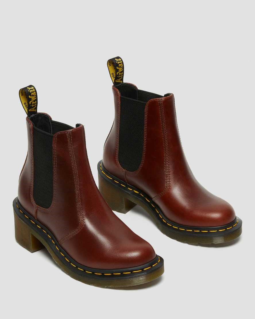 Dámské Chelsea Boty Dr Martens Cadence Læder Podpatku Hnědé | HMKLG-5912