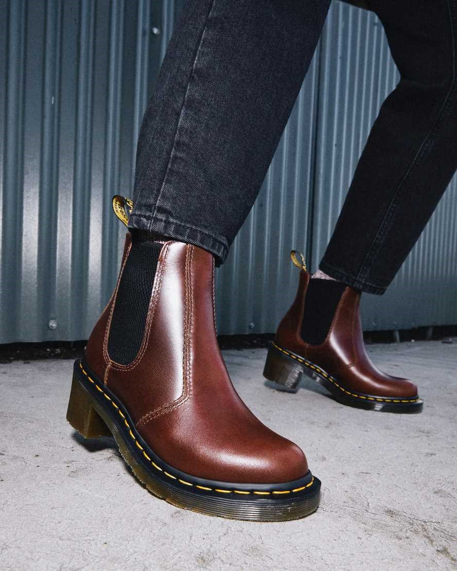 Dámské Chelsea Boty Dr Martens Cadence Læder Podpatku Hnědé | HMKLG-5912