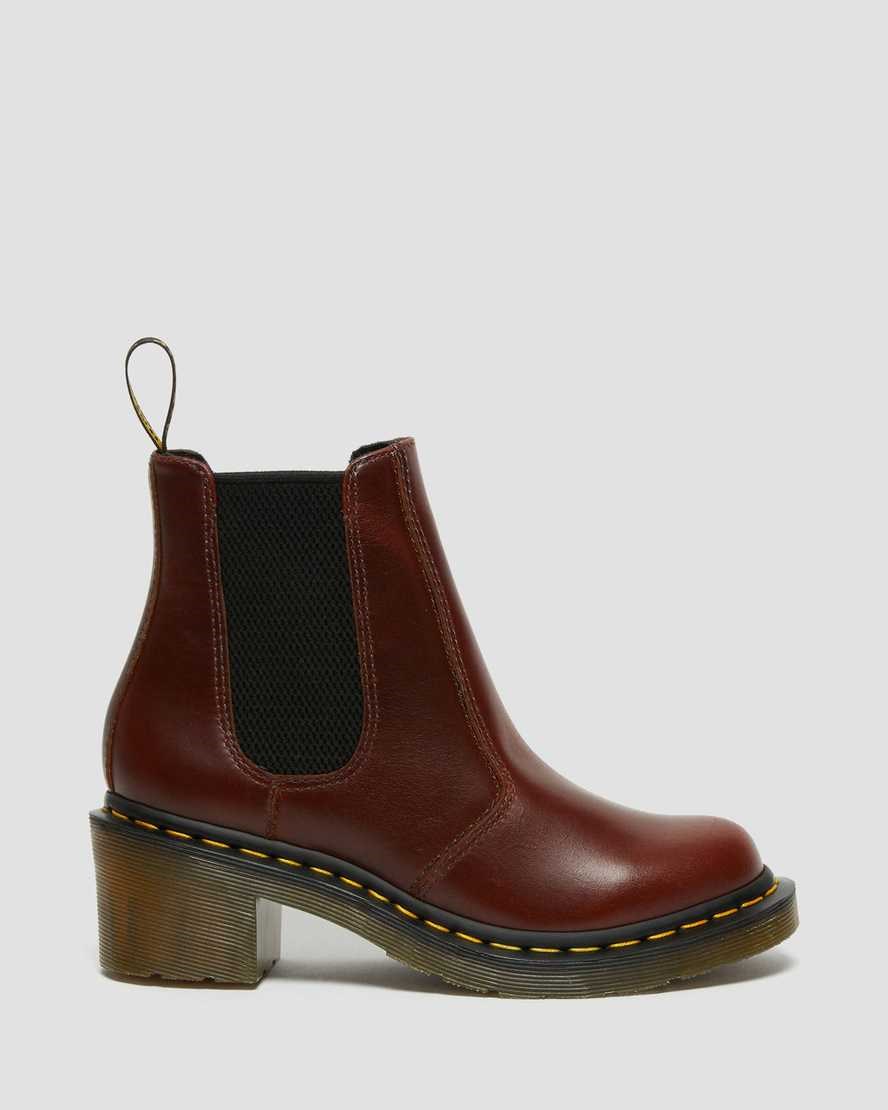 Dámské Chelsea Boty Dr Martens Cadence Læder Podpatku Hnědé | HMKLG-5912