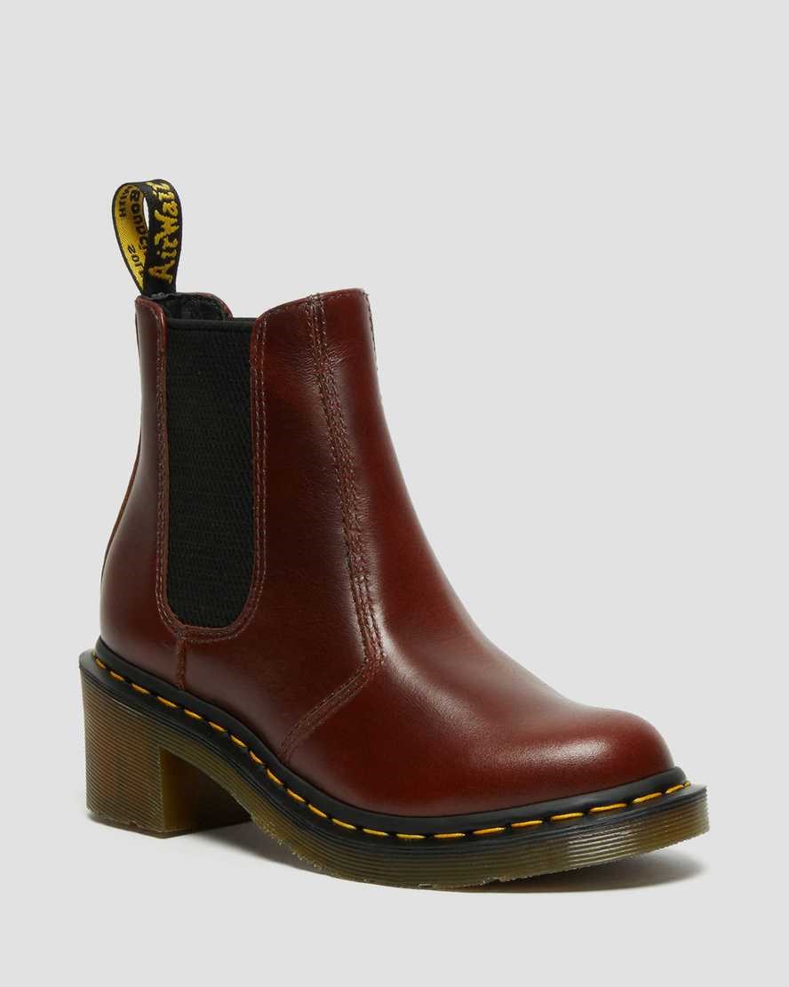 Dámské Chelsea Boty Dr Martens Cadence Læder Podpatku Hnědé | HMKLG-5912