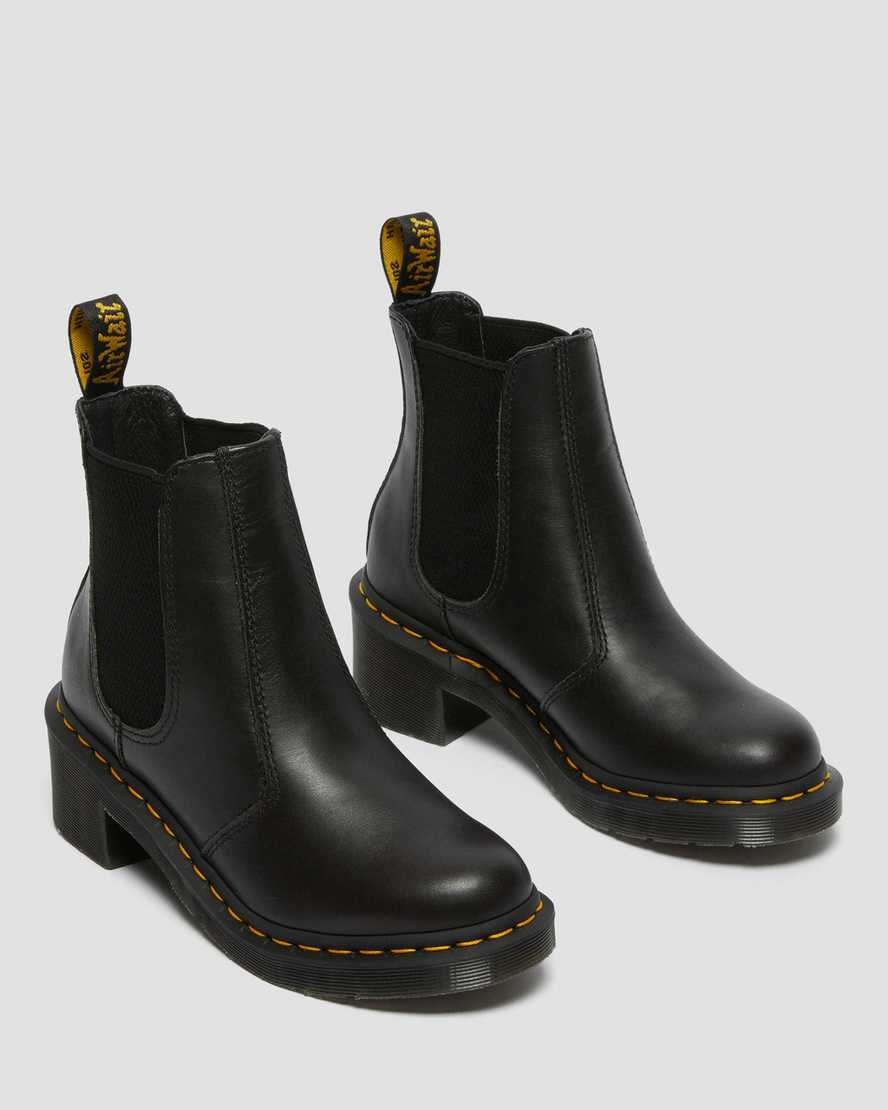 Dámské Chelsea Boty Dr Martens Cadence Læder Podpatku Černé | KPTZA-3125