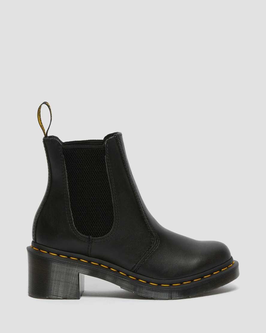 Dámské Chelsea Boty Dr Martens Cadence Læder Podpatku Černé | KPTZA-3125