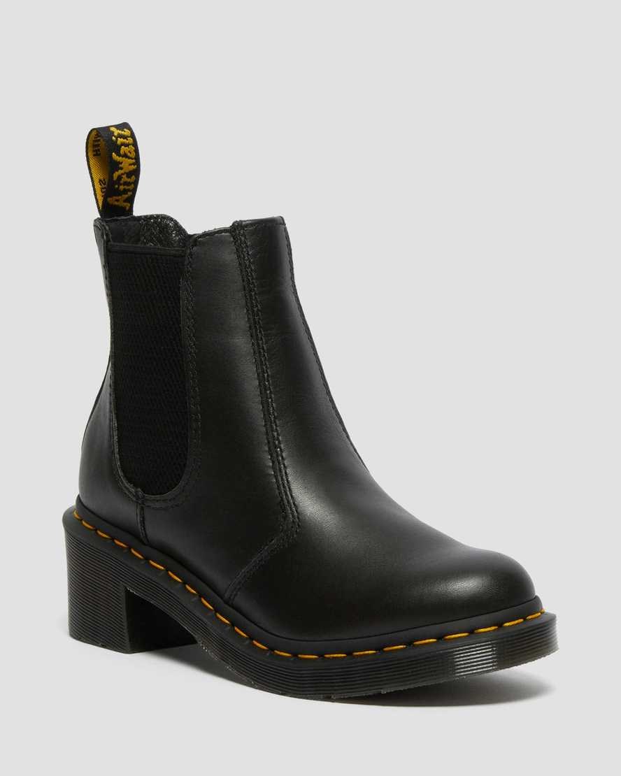 Dámské Chelsea Boty Dr Martens Cadence Læder Podpatku Černé | KPTZA-3125