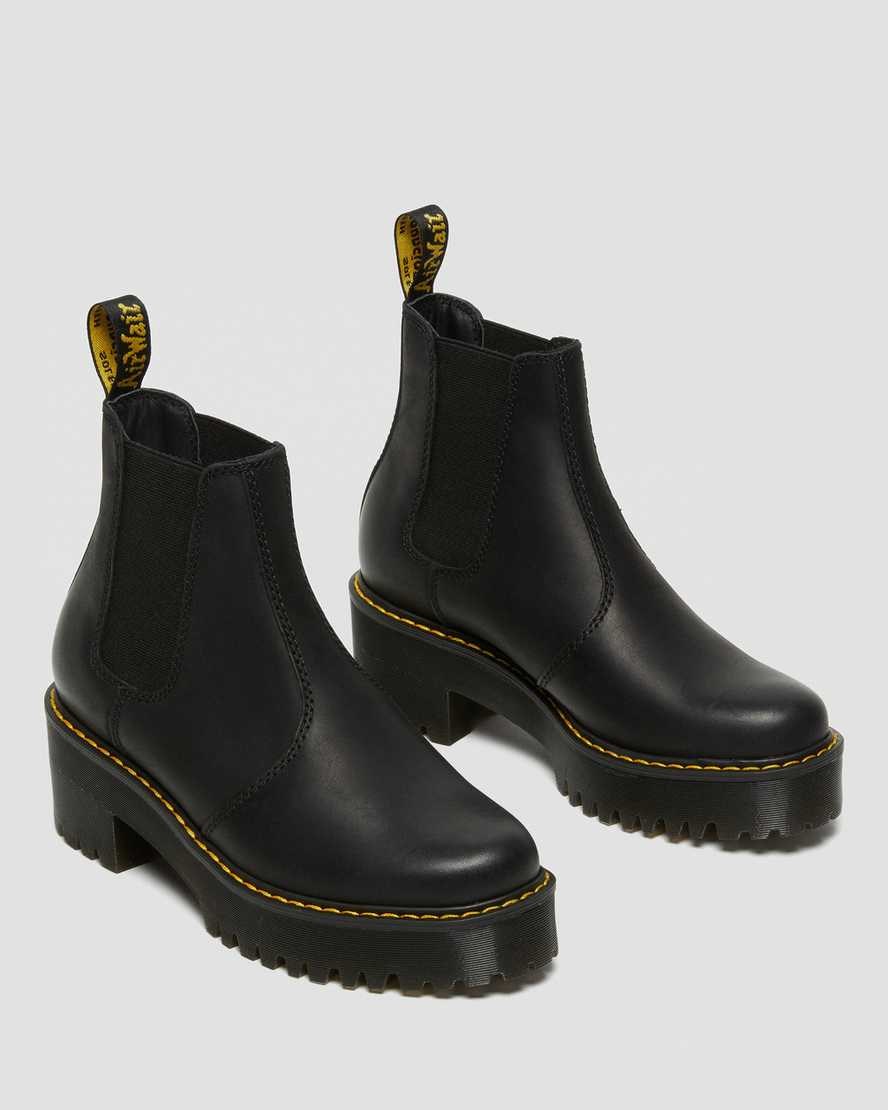 Dámské Chelsea Boty Dr Martens Rometty Wyoming Læder Platformy Černé | LXSJT-0287