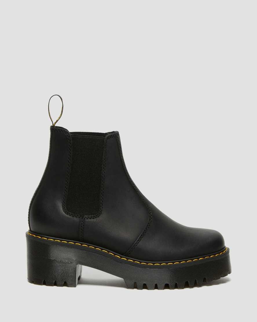 Dámské Chelsea Boty Dr Martens Rometty Wyoming Læder Platformy Černé | LXSJT-0287