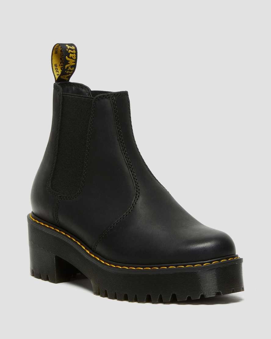 Dámské Chelsea Boty Dr Martens Rometty Wyoming Læder Platformy Černé | LXSJT-0287