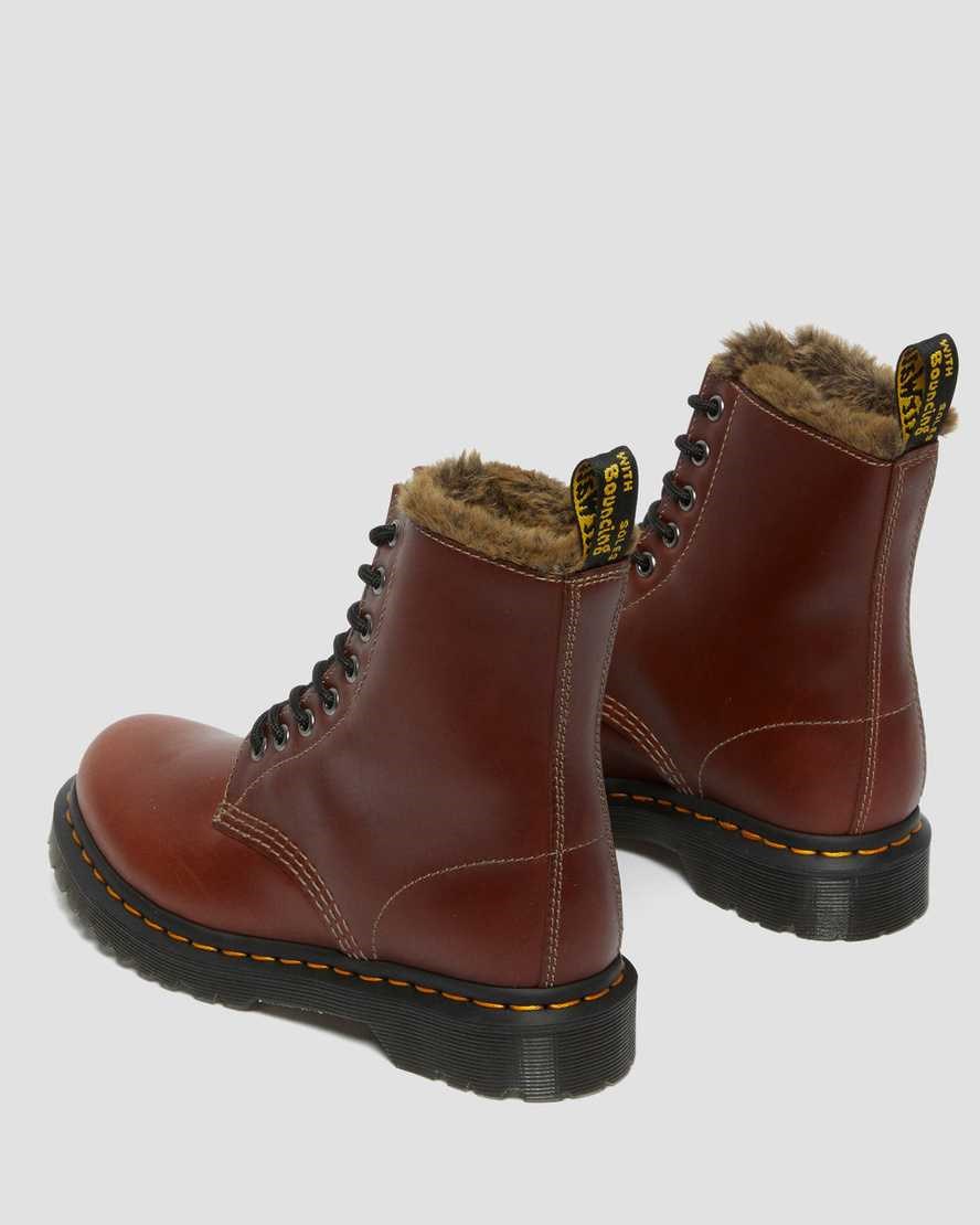 Dámské Kotníkové Boty Dr Martens 1460 Serena Faux Fur Podšité Hnědé | UJTVF-4971