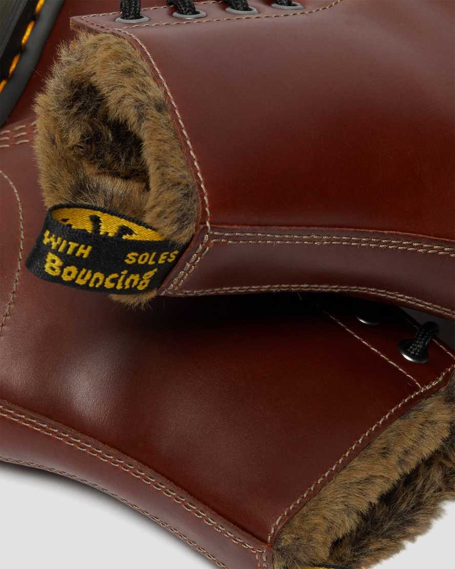 Dámské Kotníkové Boty Dr Martens 1460 Serena Faux Fur Podšité Hnědé | UJTVF-4971