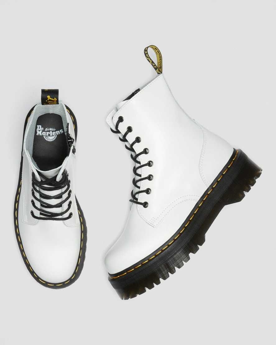 Dámské Šněrovací Boty Dr Martens Jadon Smooth Læder Bílé | GPJWV-9105