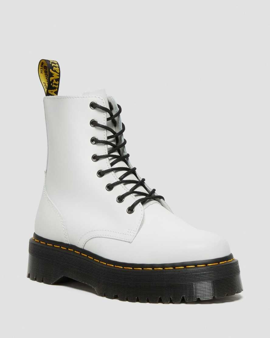 Dámské Šněrovací Boty Dr Martens Jadon Smooth Læder Bílé | GPJWV-9105