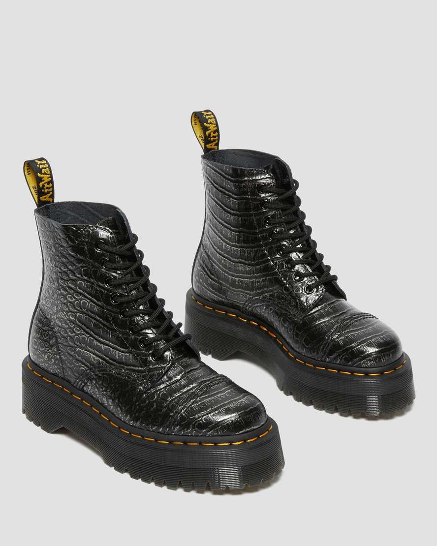 Pánské Boty Dr Martens Sinclair Croc Emboss Læder Zip Up Gunmetal | EOWXP-0471