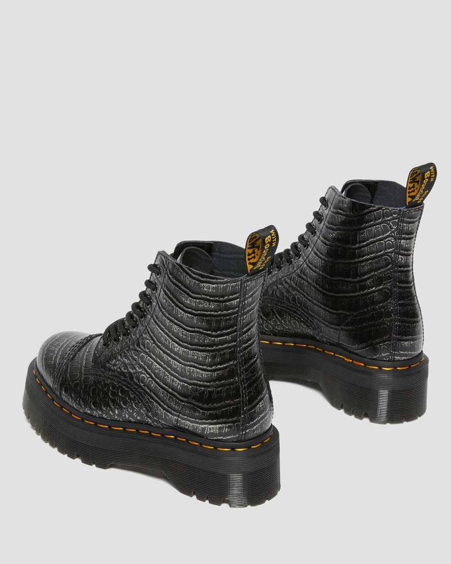 Pánské Boty Dr Martens Sinclair Croc Emboss Læder Zip Up Gunmetal | EOWXP-0471