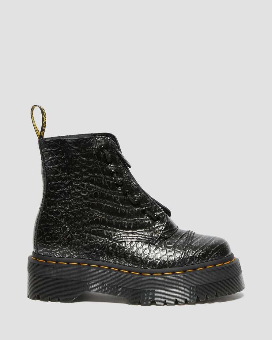 Pánské Boty Dr Martens Sinclair Croc Emboss Læder Zip Up Gunmetal | EOWXP-0471