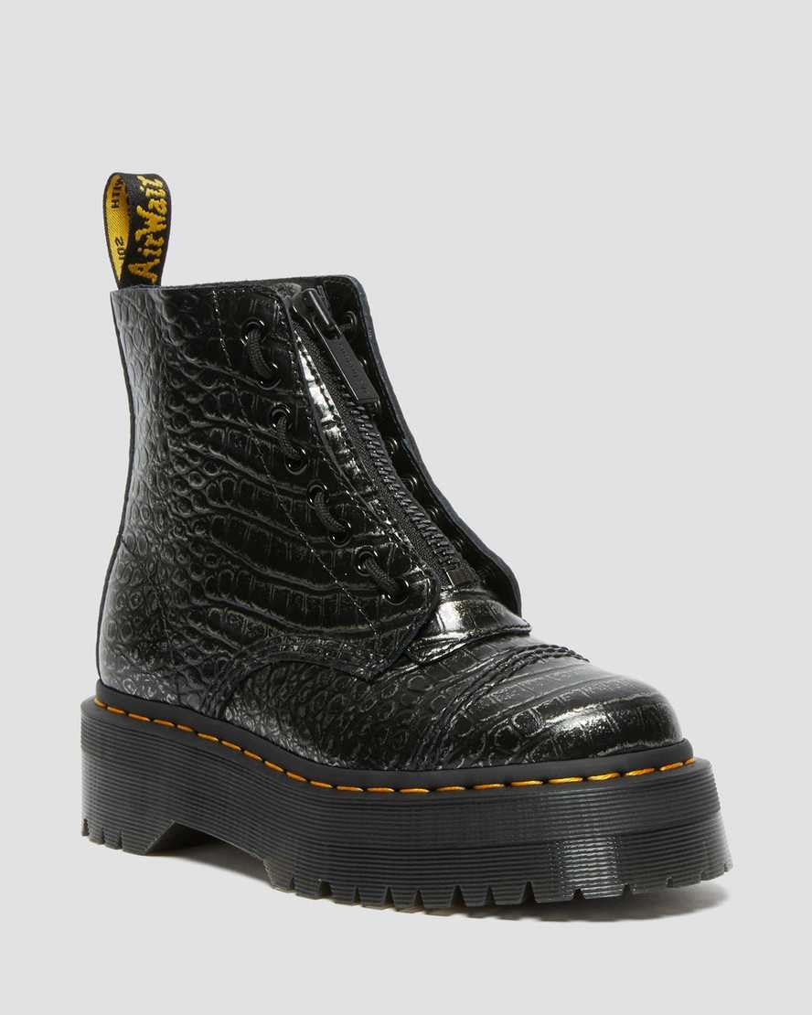 Pánské Boty Dr Martens Sinclair Croc Emboss Læder Zip Up Gunmetal | EOWXP-0471