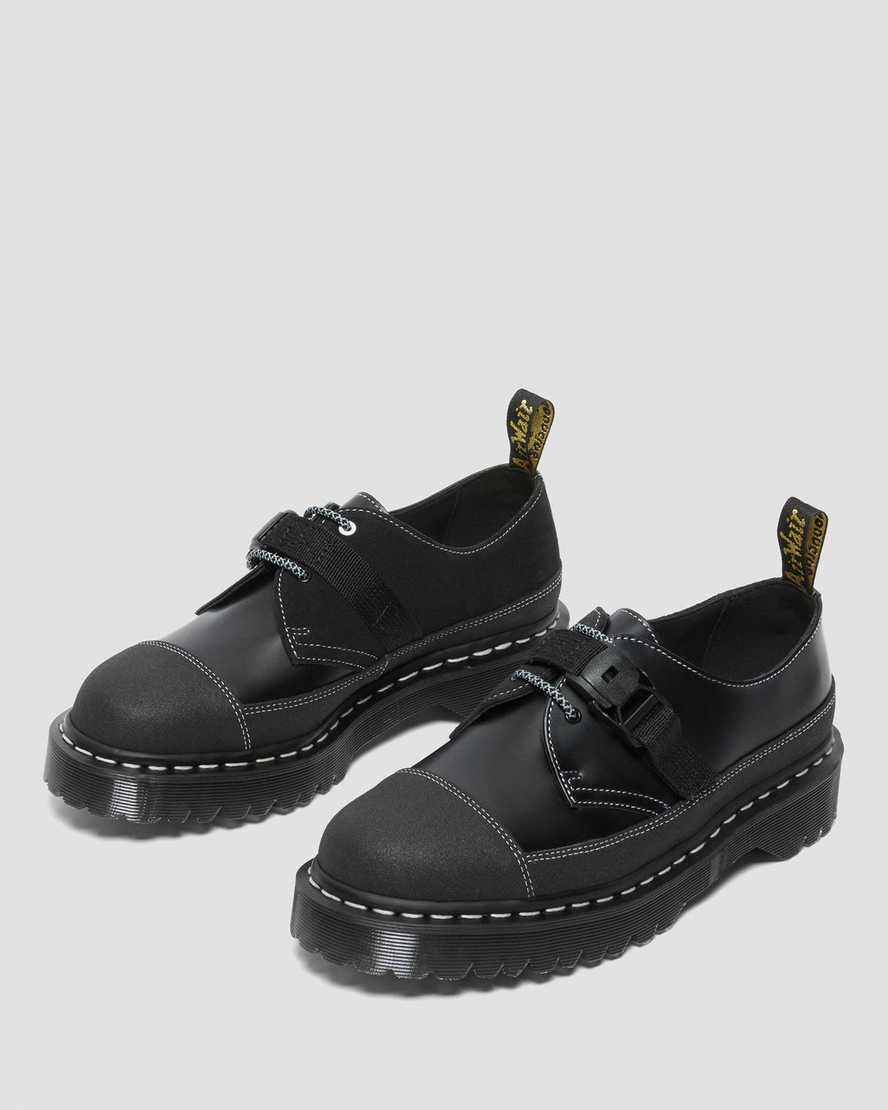 Pánské Oxfordky Dr Martens 1461 Tech Made in England Přezkou Černé | XGDEL-7016