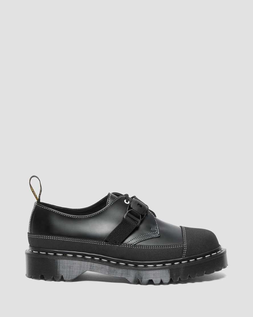 Pánské Oxfordky Dr Martens 1461 Tech Made in England Přezkou Černé | XGDEL-7016