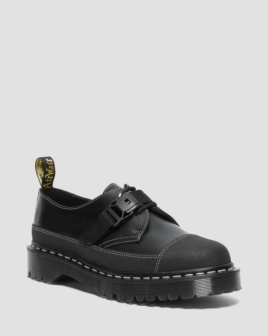 Pánské Oxfordky Dr Martens 1461 Tech Made in England Přezkou Černé | XGDEL-7016